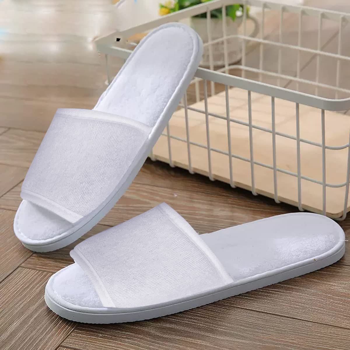 JOMIX Unisex Soft Comfy Ultra Light Sponge Slippers Set Guest Visit Hotel SPA Travel Non-Disposable Slippers Set MD3762 ( 01 White 2 works - Image 4