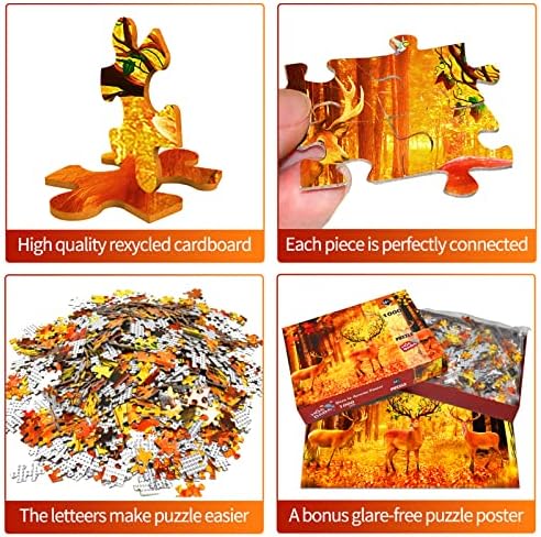 Jigsaw Puzzles for Adults 1000 Pieces Difficult Hard Elk Autumn jigsaw Nature Landscape Puzzles for Adults Women Men Gifts Challenging Game