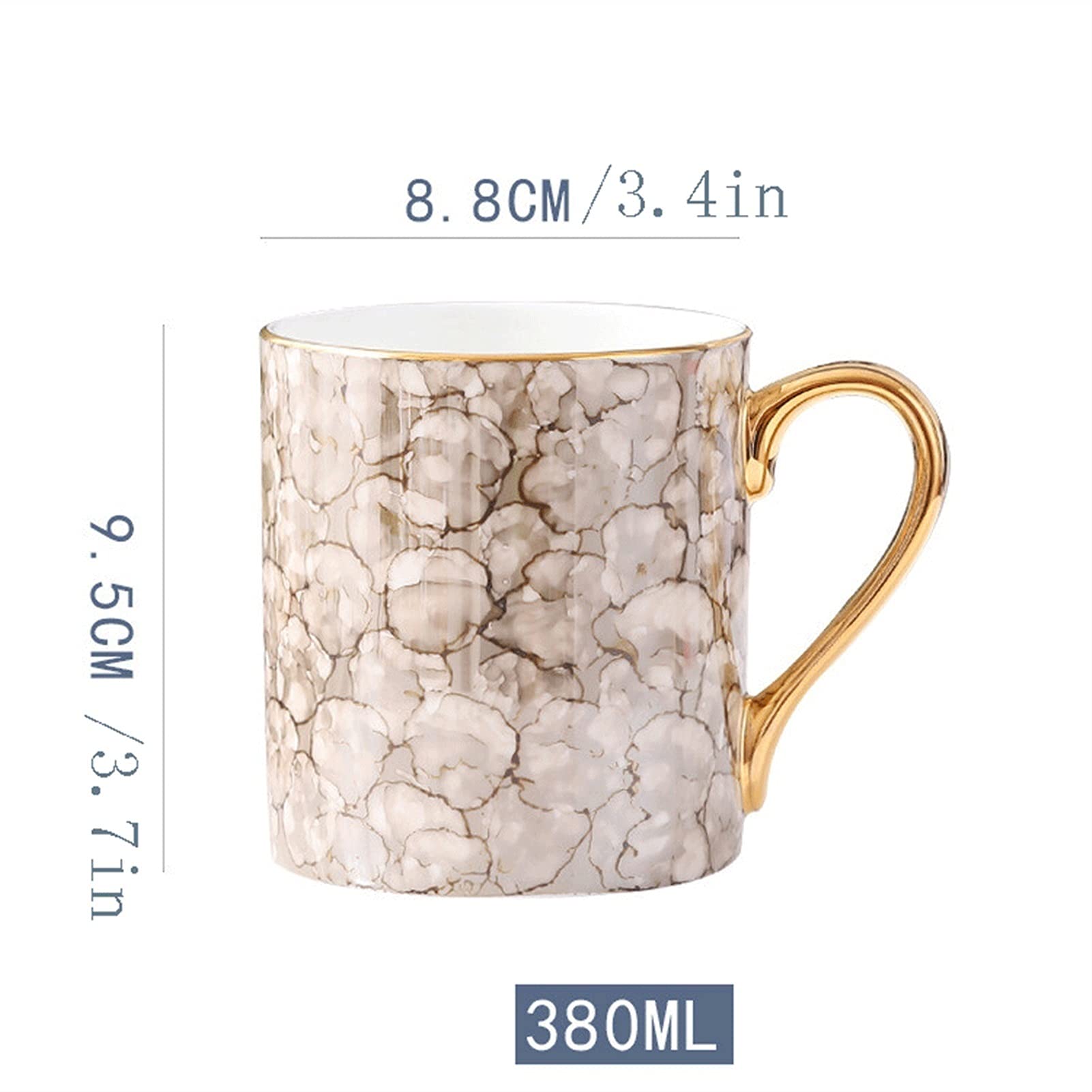 Taza de café, Taza de té de Estilo Europeo, Taza de café de Porcelana Dorada a Rayas, Taza de Agua de Oficina para el té de la Tarde (B)