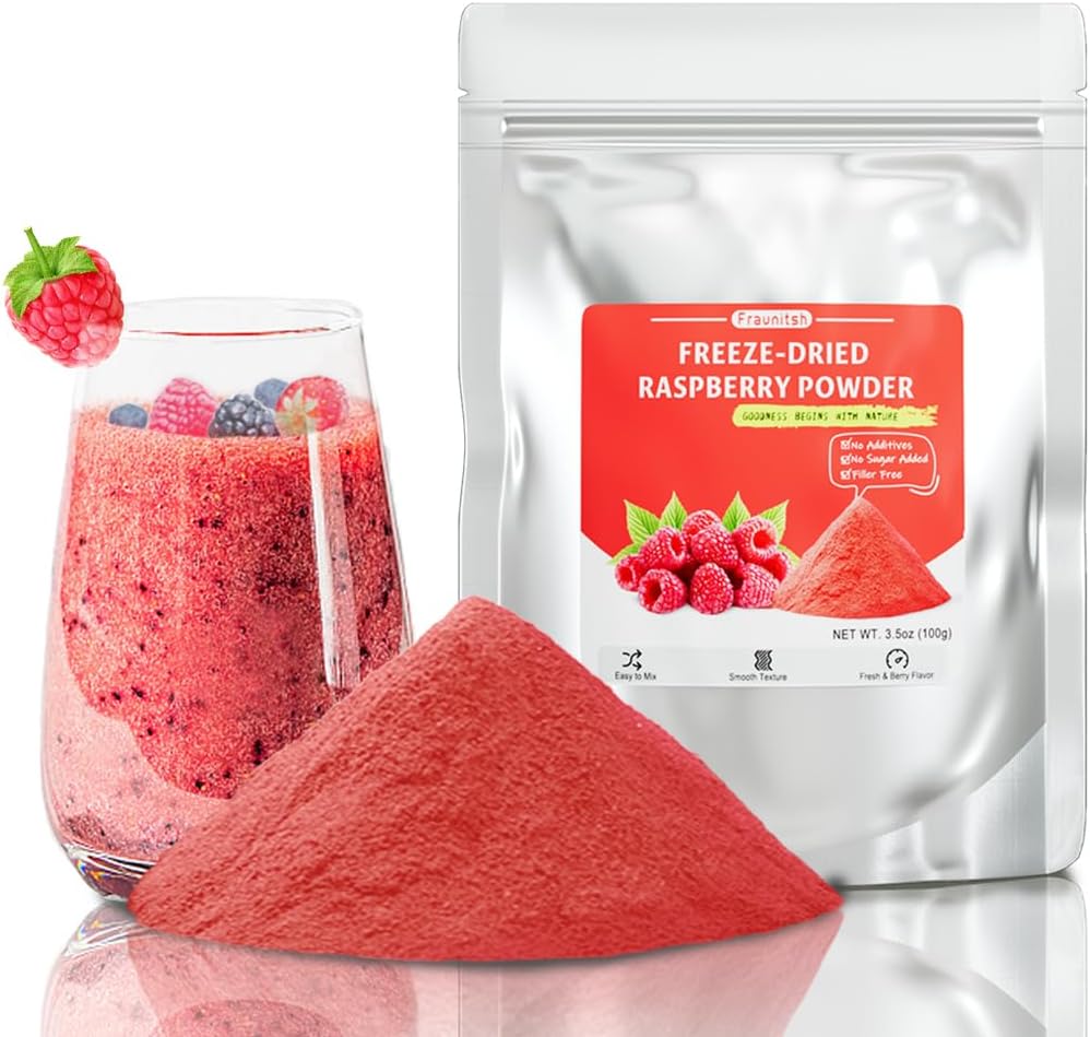 Fraunitsh Raspberry Powder 3.52oz | Freeze Dried Raspberries Powder | No Sugar & No Additives | Natural Raspberry Food Flavoring for Baking, Cooking, Smoothies
