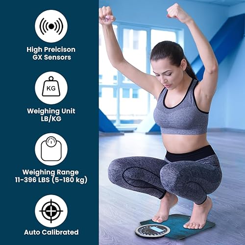 Miniatura 5 de EILISON Báscula de pesaje digital y analógica 2 en 1 altamente avanzada para peso corporal, 400 libras, 4 sensores GX de alta precisión precisos,