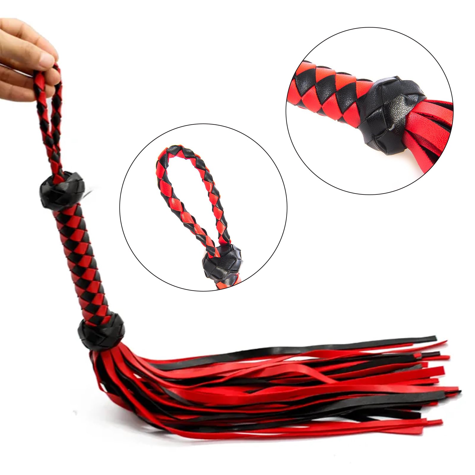 Sex BDSM Whips, BDSM Flogger Whip, 23 in Faux Leather BDSM Whip, Bondage Whip Toys for Women Adult Couples ()