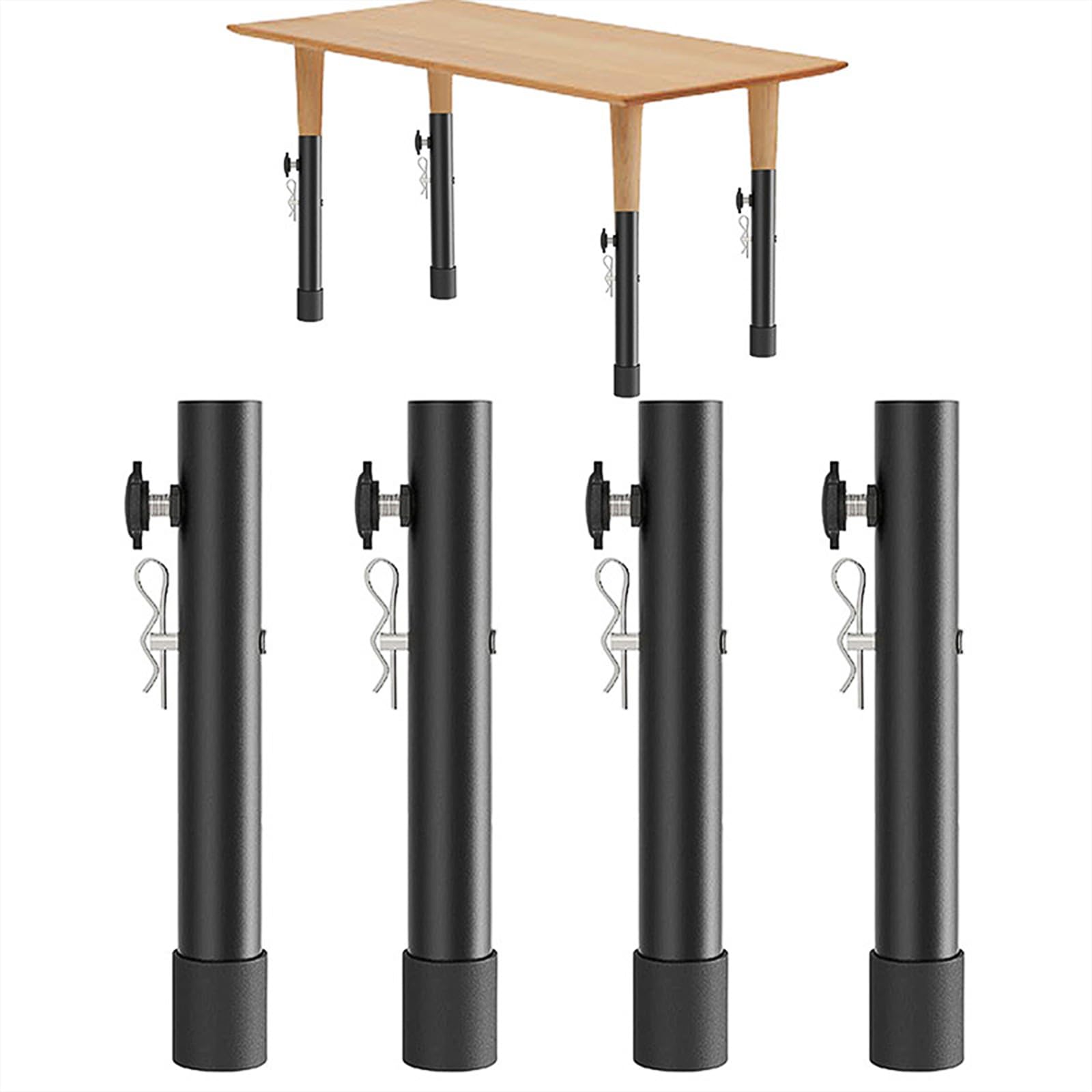 KOVNISE 4Pcs Folding Table Leg Extenders Steel Folding Table Risers Adjustable Height Furniture Risers Desk Height Extender for Straight and Bent Legs (44CM)