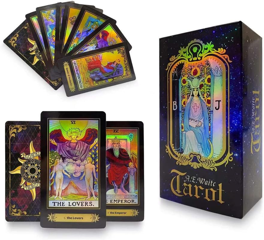 JYGOG Play New Tarot Cards with Guide Book 78 Pieces Holographic Tarot Cards Deck Future Telling Game with Colorful Box for Beginners (Design 4) (B0D62RFX4N) Amazon Price History, Amazon Price Tracker