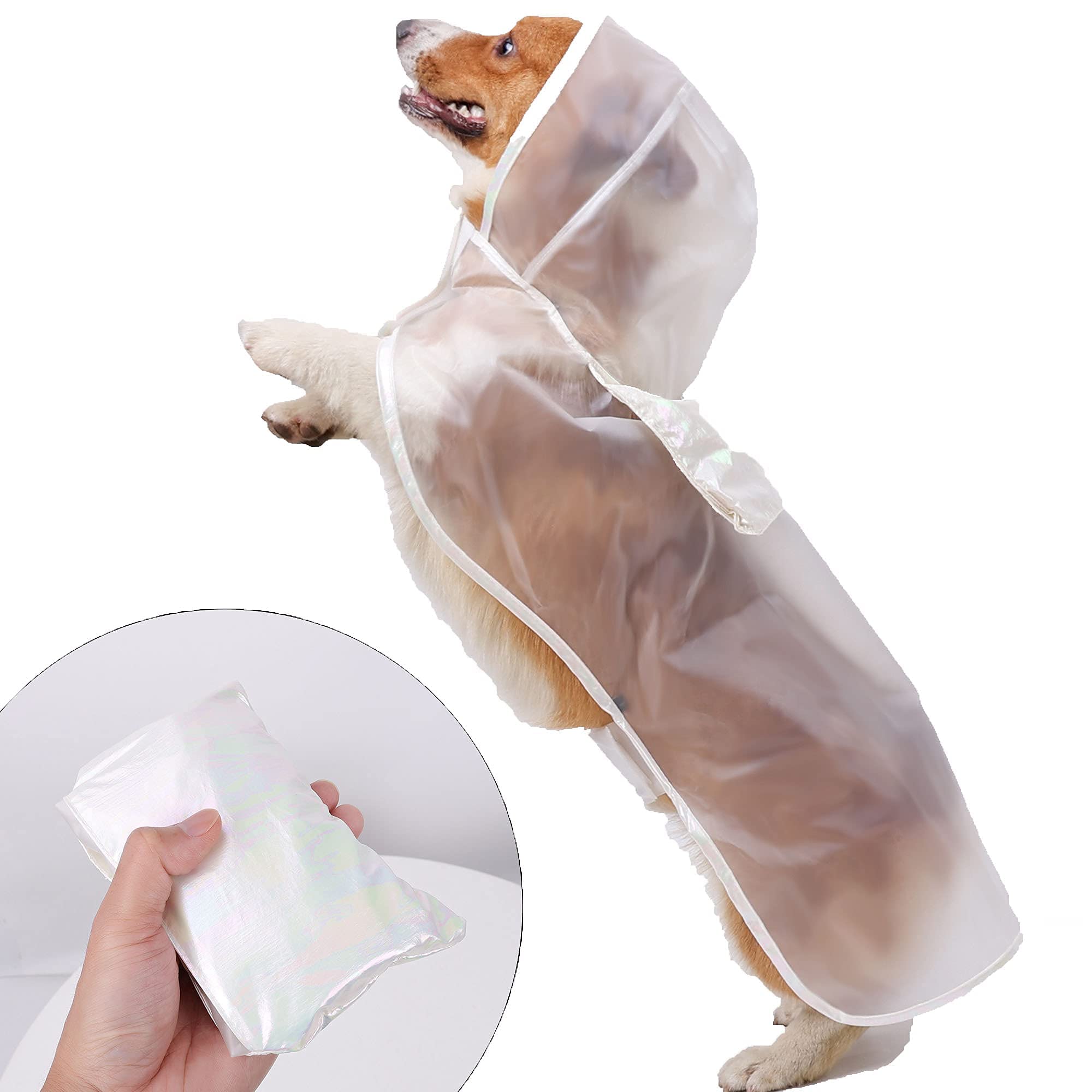 Imperméable pour Chien, léger et Respirant, Portable, Compressible, Transparent pour Chien, Veste de Pluie pour Chiots, Combinaison de Pluie, Poncho (S)