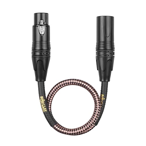 Miniatura 3 de Clef Audio Labs Cable de micrófono XLR macho a XLR hembra 1 pie negro carcasa de aleación de zinc chaqueta trenzada de cobre conectores de 3 pines