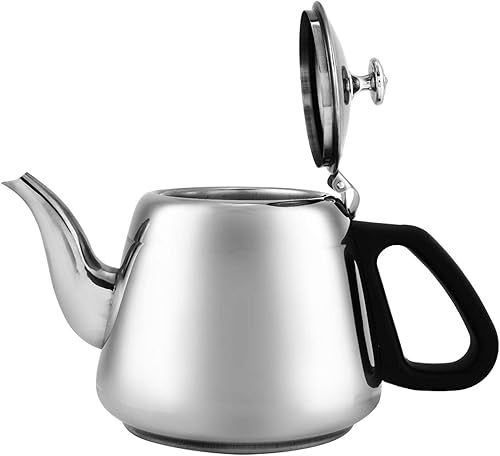 Miniatura 5 de Tetera de acero inoxidable de 1.5L2L, tetera de té de hojas, tetera de agua caliente con filtro, infusor extraíble, estufa, teteras de té (2 litros)
