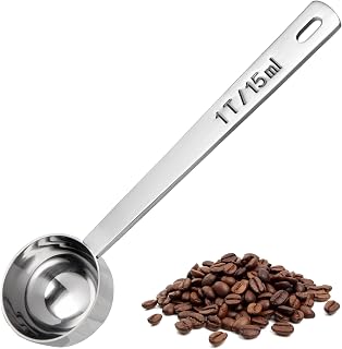 U-Taste Coffee Scoop Stainless Steel Measuring Spoon 18/8 (15ml, Silver) | with 10cm Long Handle for Grind Coffee, Beans, Powder, Espresso, for Tall Containers, Tins