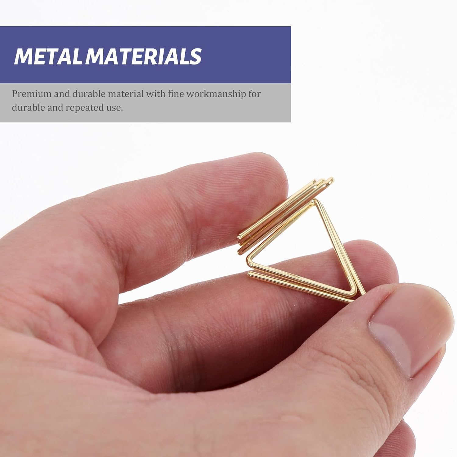 20pcs Metal Name Card Holders Gold Plated Iron Triangular Clips, Desktop Memo and Photo Display Clips for Party, Office, and Home Organization