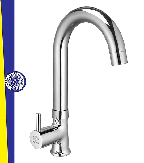 MAYUR OCICH Brass Swan Neck Tap for Kitchen Sink for 360 Degree Swivel Spout (Chrome Finish) for Cold Water (Flare)