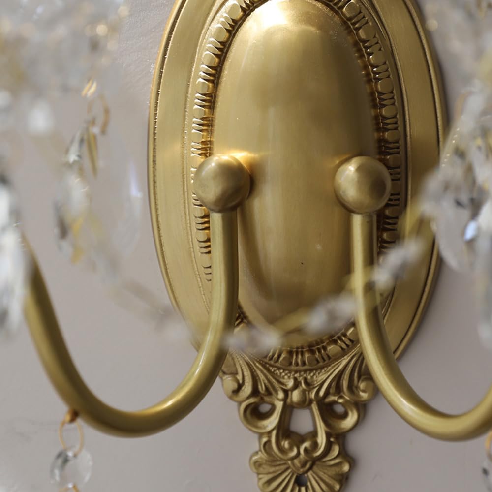 Kinkiety, nowoczesna dekoracja domu miedziane kinkiety francuskie wiejskie kinkiety ścienne do salonu vintage świeca kinkiety ścienne z kryształami nocna lampa ścienna przewodowa
