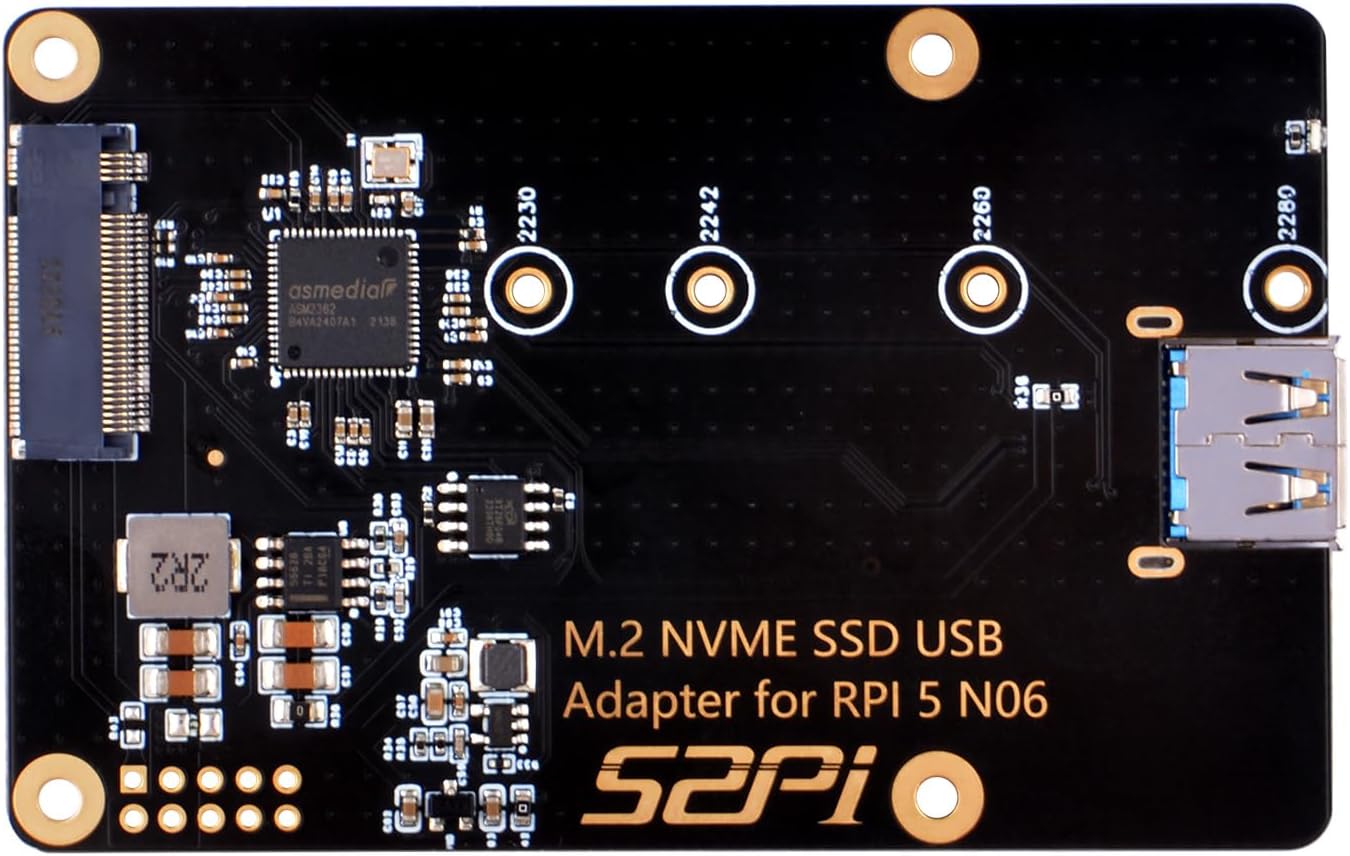 GeeekPi N06 M.2 NVME SSD USB Adapter for Raspberry Pi 5, Support M.2 NVMe SSD 2230 2242 2260 2280