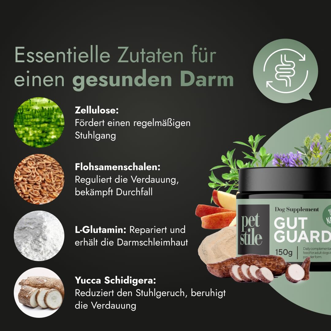 Gut Guard Verdauungsgesundheit Hunde Probiotika 150g, Probiotisches & Präbiotisches Pulver für eine gesunde Verdauung & Immunsystemstärkung (‎‎150 g (1er Pack))
