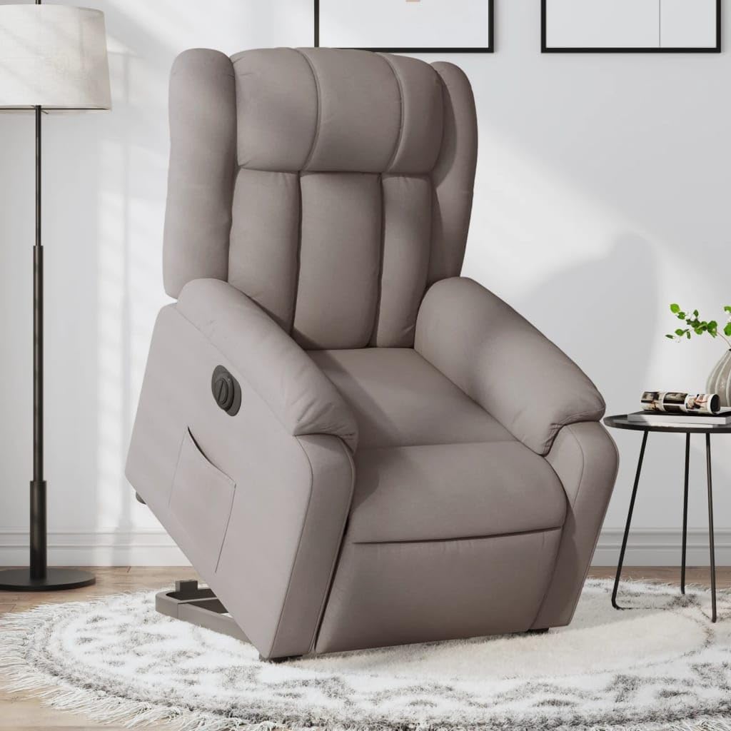 Poltrona Relax Elettrica Taupe Stoff Con Alzata