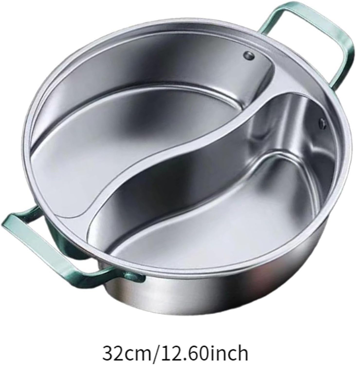 Marmite Shabu Shabu en Acier Inoxydable avec Séparateur pour Repas Partage, Multi-Ustensile de Cuisson, 32cm, 32cm