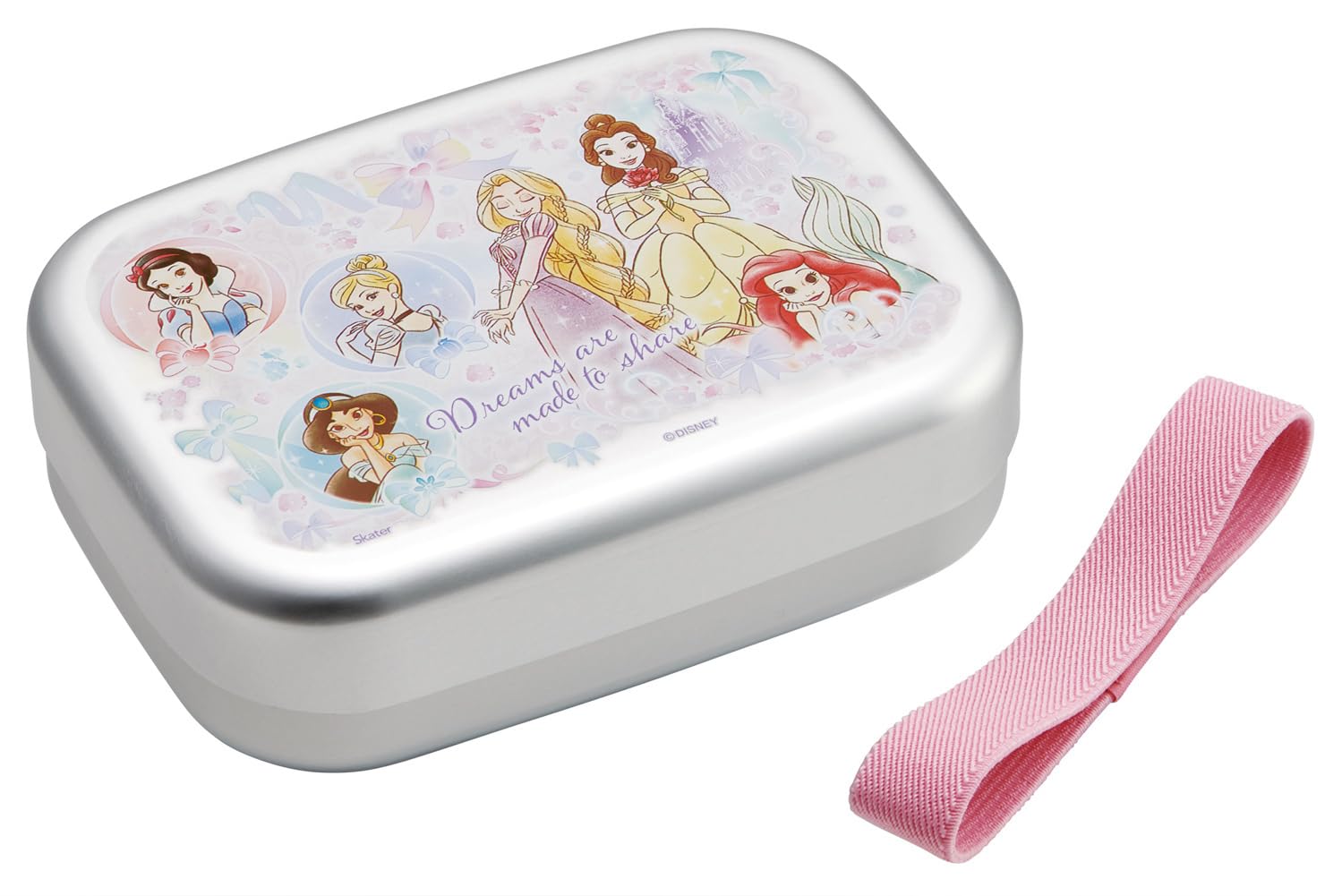 Skater ALB5NV68998 Aluminum Lunch Box, 12.5 fl oz (370 ml), For Children, Heat Preservation, Lunch Belt Included, Made in Japan, Disney Princess 25