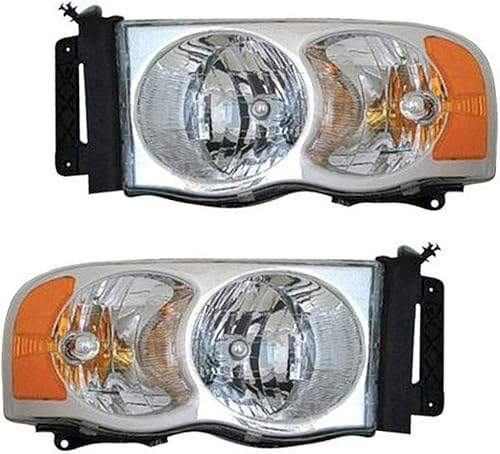 Conjunto de faros delanteros para Dodge Ram 1500 2002 2003 2004 2005 lado del conductor y del pasajero | Par | Reemplazo para CH2502135, CH2503135 |