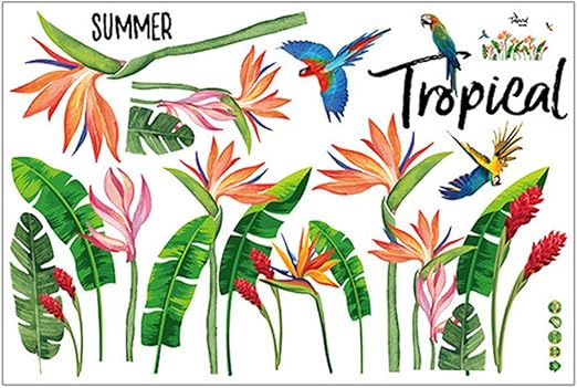 Amazon ケイ ララ ウォールステッカー インコ トロピカルサマー おしゃれ 壁紙シール ウォールシール はがせる Diy 壁紙 シール ウォールステッカー オンライン通販