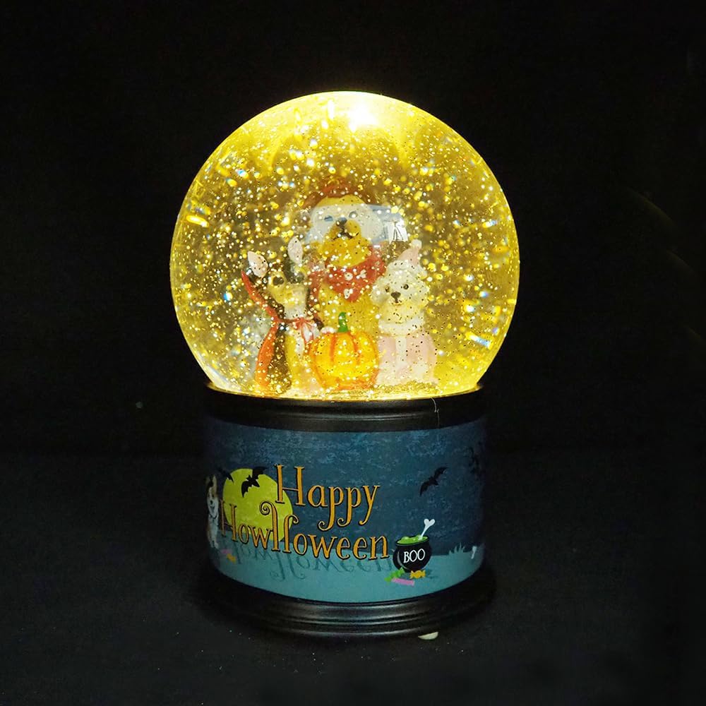 7" Black and Blue Pre-Lit LED Halloween Swirl Dome