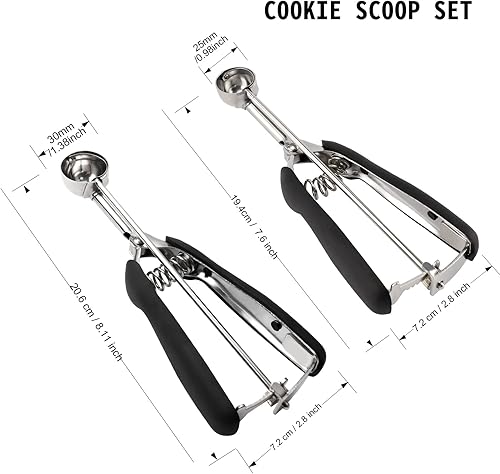 Vista 64 de Cuchara para galletas de 3.5 cucharadas, cuchara de helado con gatillo de pulgar, masa de galletas, cuchara de melón de 2.165 in, agarre cómodo