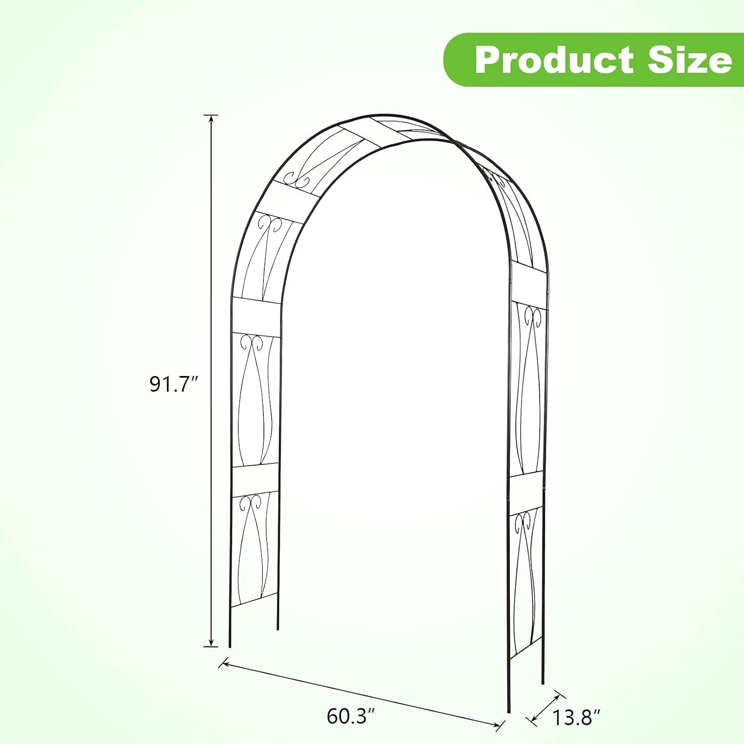 7.6Ft Metal Garden Arbor for Various Climbing Plant, Outdoor Lawn Backyard, Black