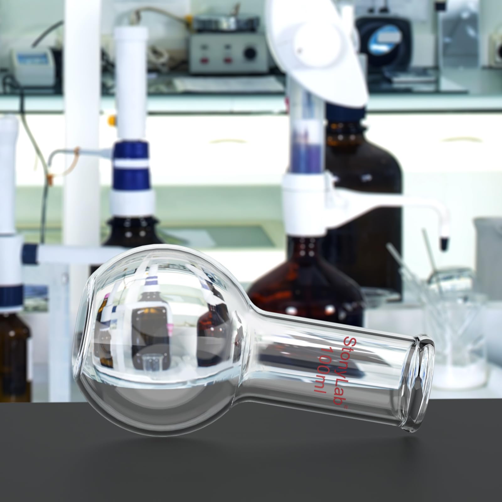 stonylab Pallone di Ebollizione a Fondo Piatto con Collo Singolo Borosilicato in Vetro, con Giunto Esterno Conico Standard 24/40, Matracci da laboratorio Palloni per Ebollizione Boiling Flask, 3000ml