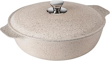 Rossetto Rosseto CW007CM 7 qt. Cook lite Cast Aluminum Coated Induction Base Casserole with Lid Cream
