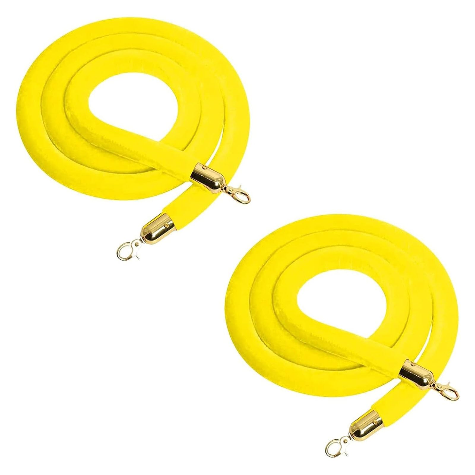 Ghkryd Yellow Barrier Rope, Stanchion Rope Crowd Control Barrier, Velvet Queue Cord Lines With Polished Gold Hooks(Yellow)
