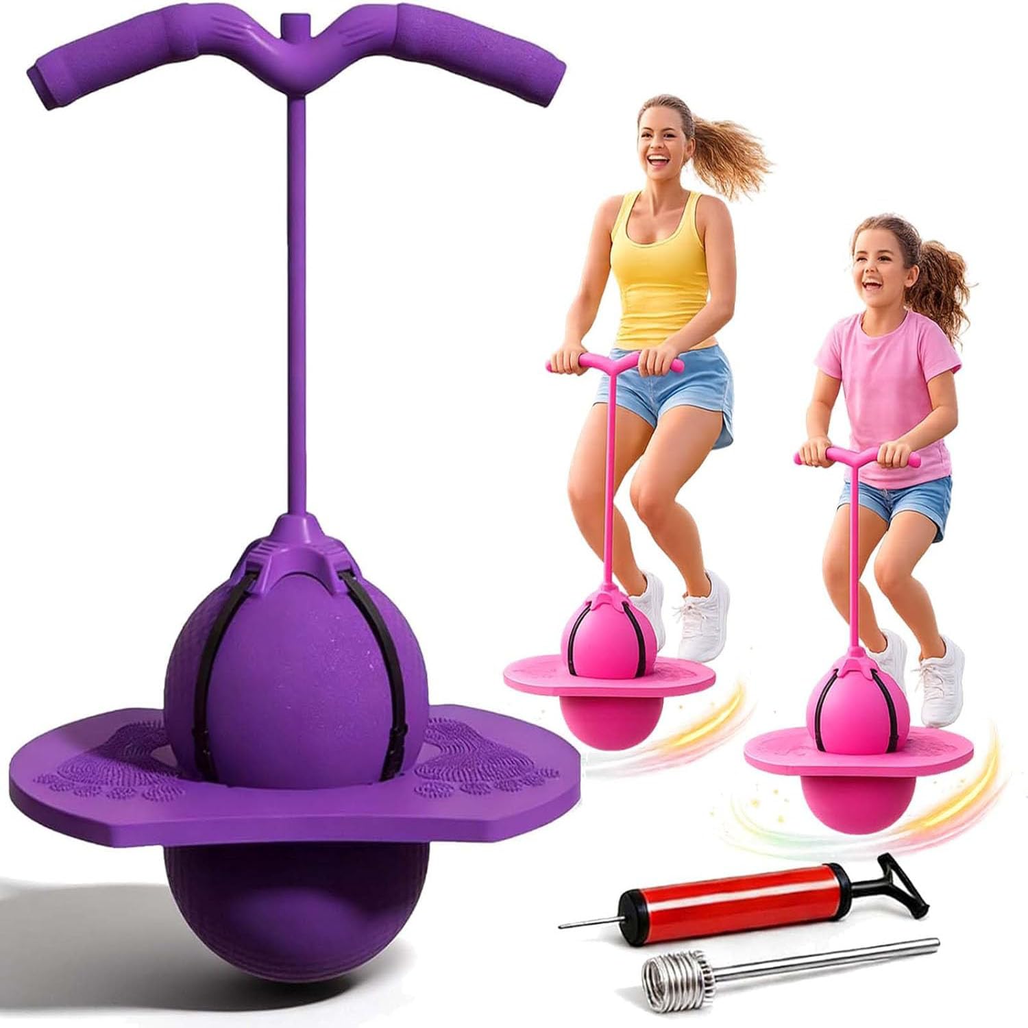 Children's Balance Jumping Ball,2026 Upgraded Non-Slip Balance Jumping Ball with Handle and Pump For Kids,Up to 600lb, Silent Design, Fun Challenge Indoor Outdoor Bounce Toys for Fitness (blue)