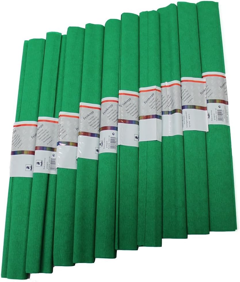 Idena 617156 - Crepe Paper 10 Rolls 50 x 250 cm Grass-Green