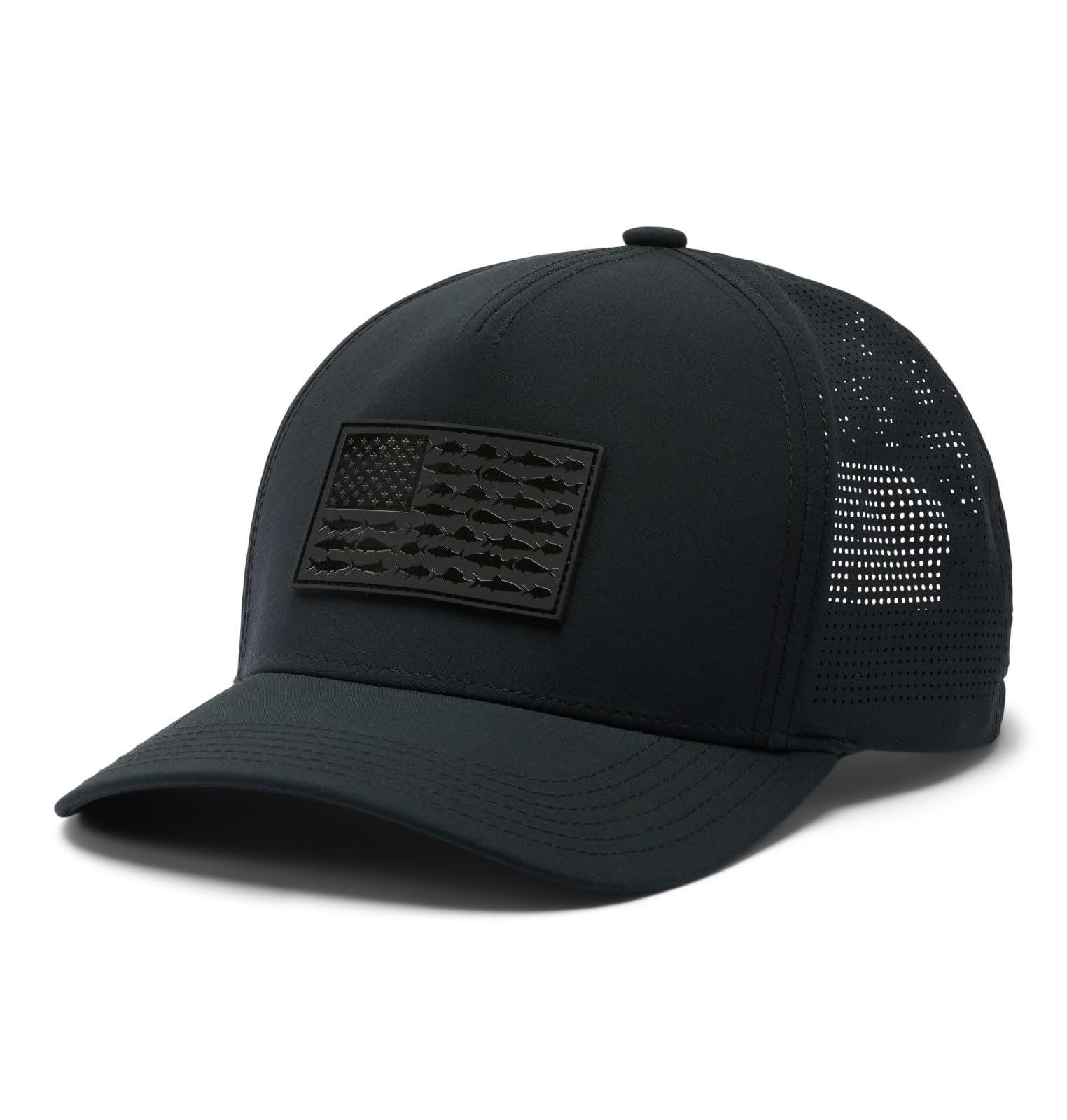 Columbia PFG Elite 3D Stretch Snap Back, Black/Fish Flag, One Size