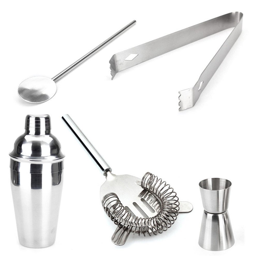 Set Shaker Cocktail 5 Pezzi In Acciaio Inox 550 Ml – Con Filtro, Pinza, Cucchiaio, Misurino - 4