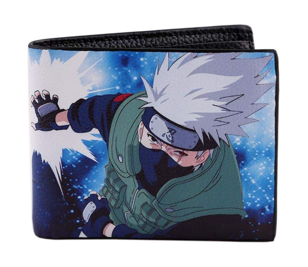 WANHONGYUENaruto Hatake Kakashi Men's Wallet Anime Picture Printed Bifold Wallets 6 Slots Billfold