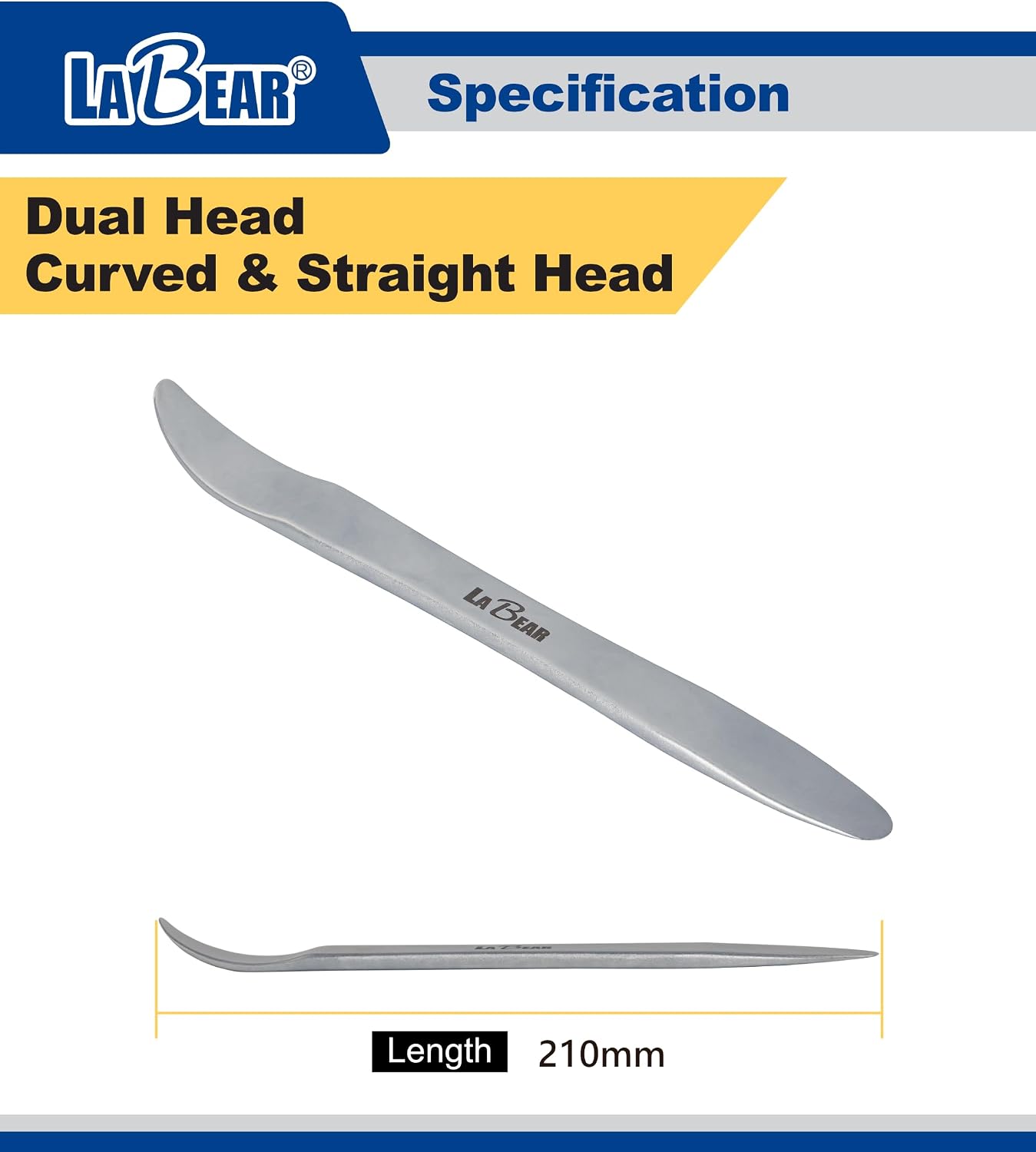 Dual Head Metal Auto Trim Removal Pry Bar Tool, CR-V Steel | Ultra-thin tips, curved & straight ends, 210mm reach
