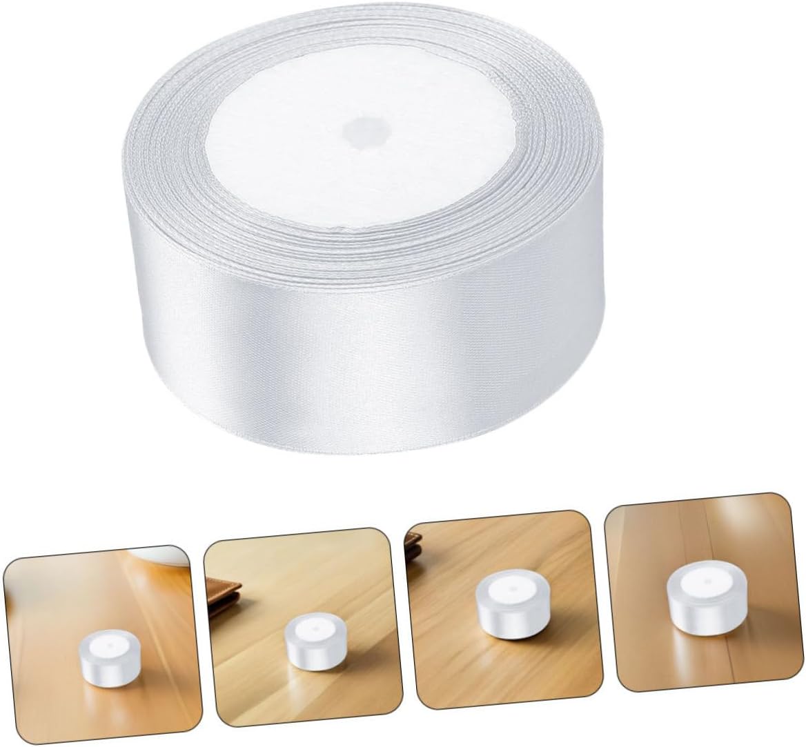 White Satin Wrapping Ribbon 5 Rolls Set, Polyester Decorative Ribbon for DIY Bows, Floral Arrangements, Wedding Bouquets, and Present Box Decorations