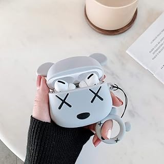 Juliet Flowers Case for Airpods Pro 1&2, Soft Silicone Shockproof 3D Cartoon Creative Cute Design with Bear X Keychain