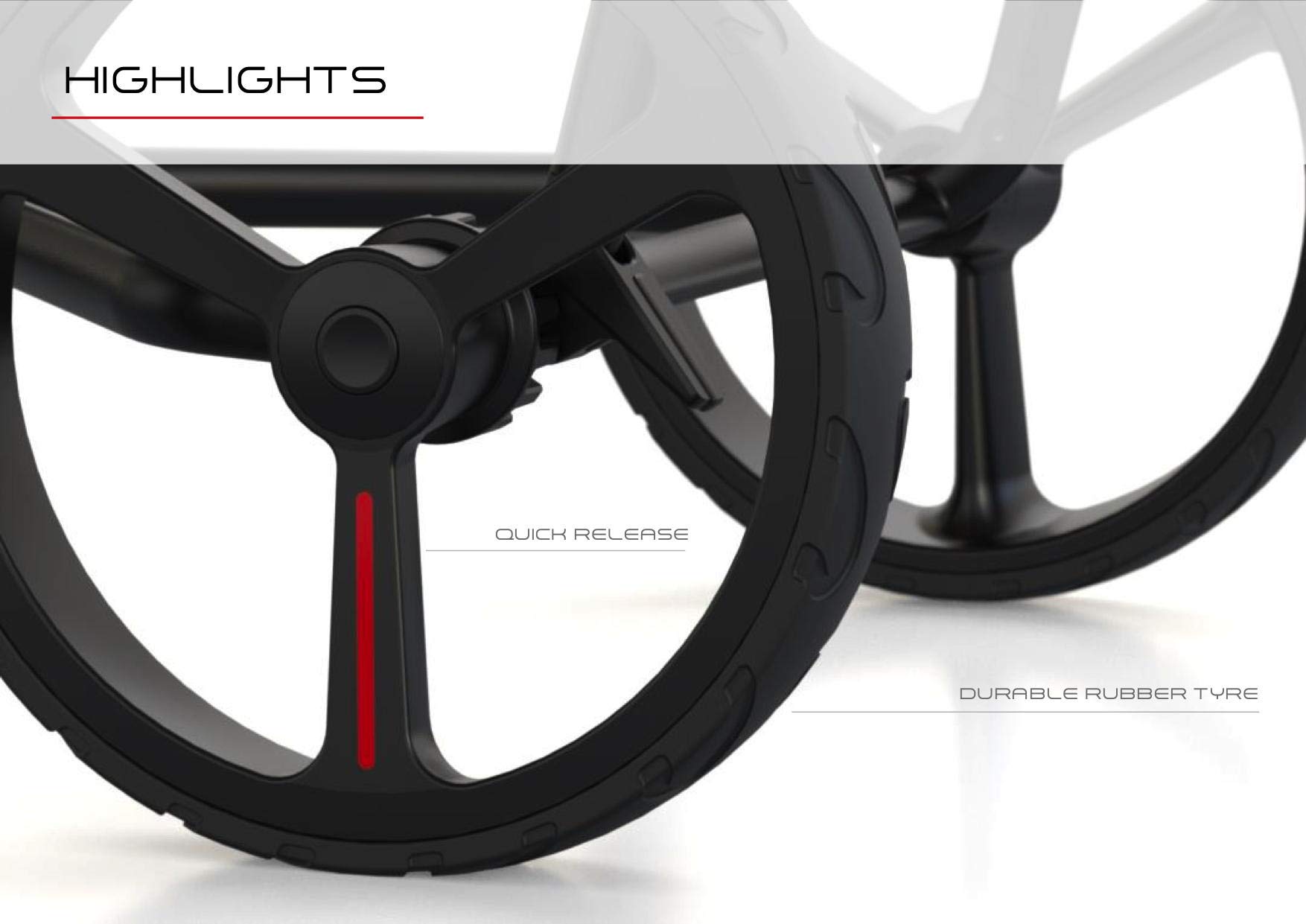 WISHBONE ONE - Trolley da golf pieghevole a 3 ruote, per borsa da golf, super leggero e facile da piegare, sistema Tri Card a 3 ruote, flessibile per tutte le borse e set da golf (carbonio)