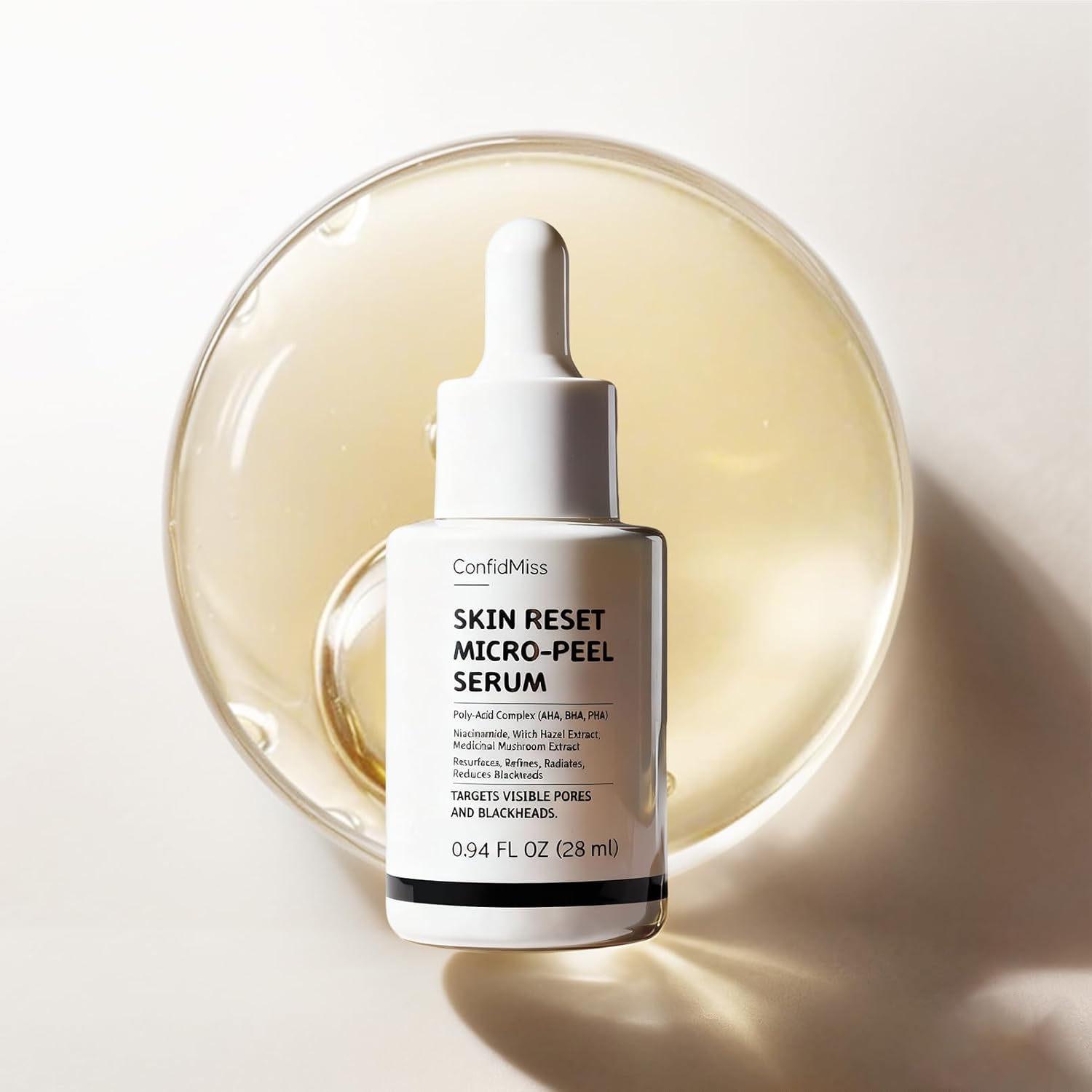 Glow Exfoliating Serum, Face Peeling with Glycolic & Salicylic Acid, Blackhead Remover Gentle Exfoliator Pore Refining, AHA BHA PHA for Oily Skin Women & Mens