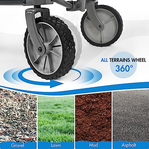 Portal Folding Utility Wagon Collapsible Cart With Wheels Heavy Duty Foldable Garden Wagon With Cup Holder& Side Pocket, For Camping, Outdoor, Shopping #TOP3