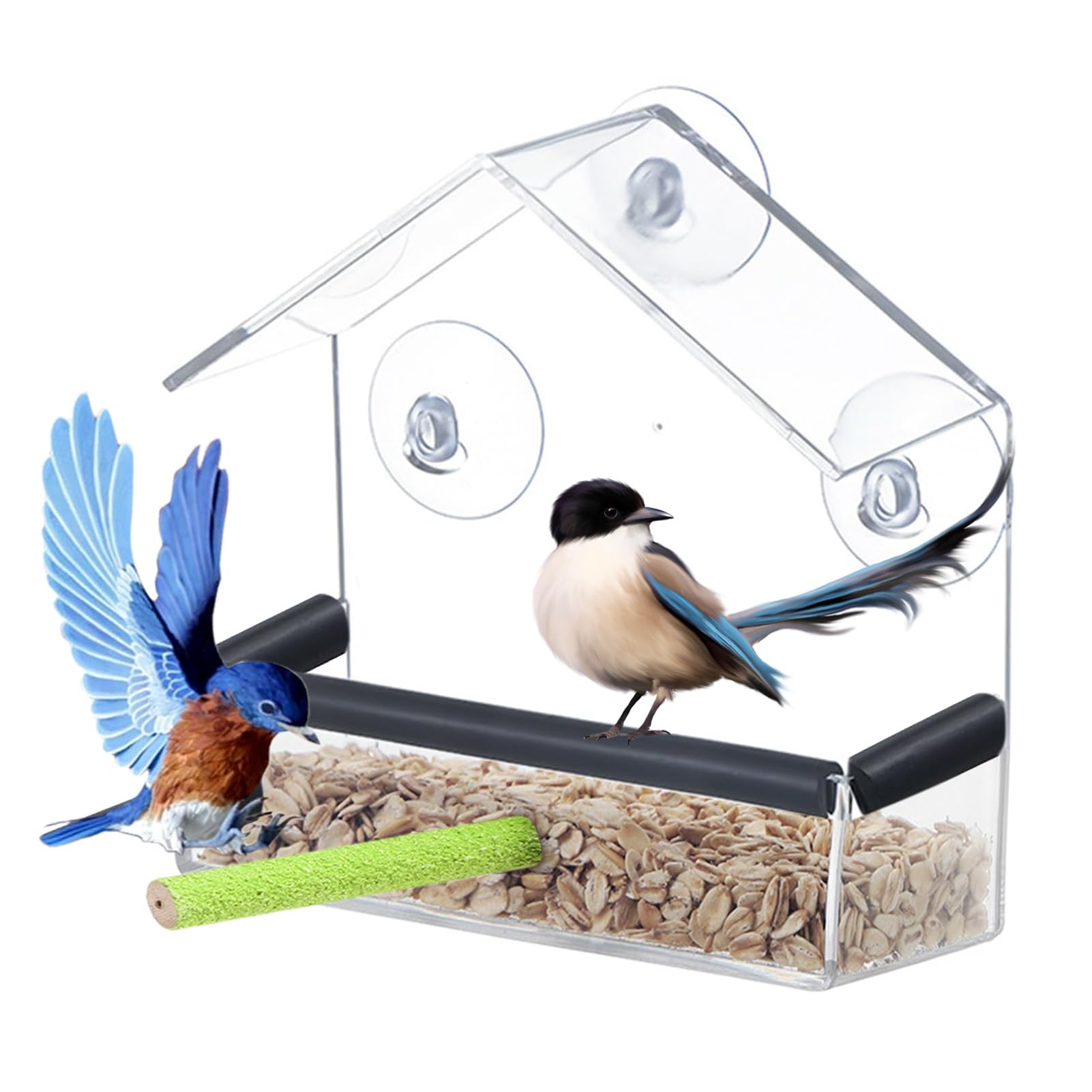 DeJivsin Transparent Fenster Futterhaus für Vögel, Fenster V