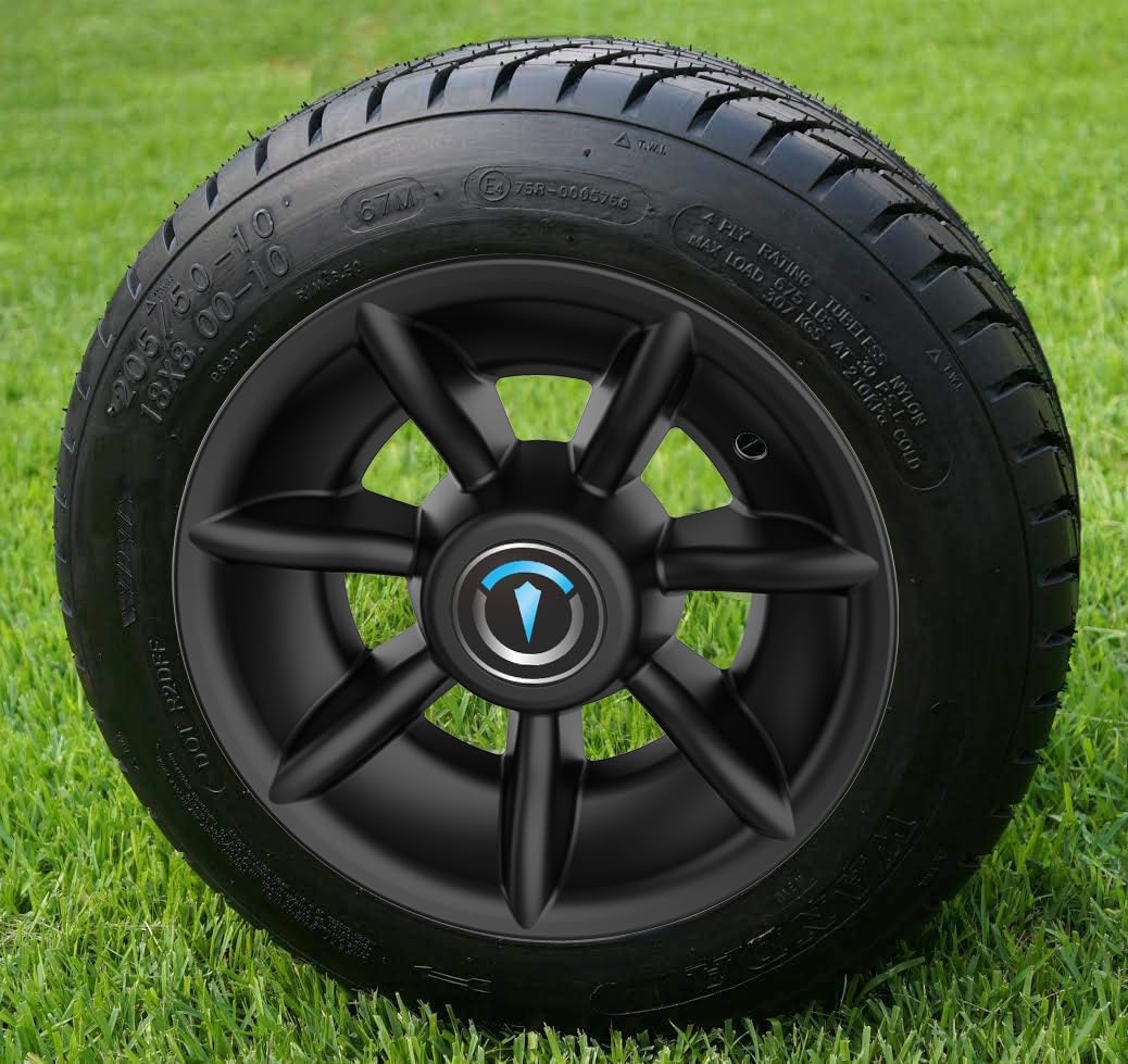 Golf Cart Wheel Covers 10 inch,Improved 7 Spoke Hub Caps for Club Car/E-Z-GO/YA/Star Car/Excar/Icon and Other Most Models Golf Cart (Matte Black)