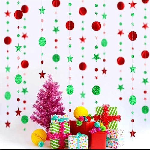 Miniatura 4 de JEYE Guirnalda de globos circulares rojos y verdes para fiestas guirnalda de papel para colgar en banderines de fondo para cumpleaños boda Acción de