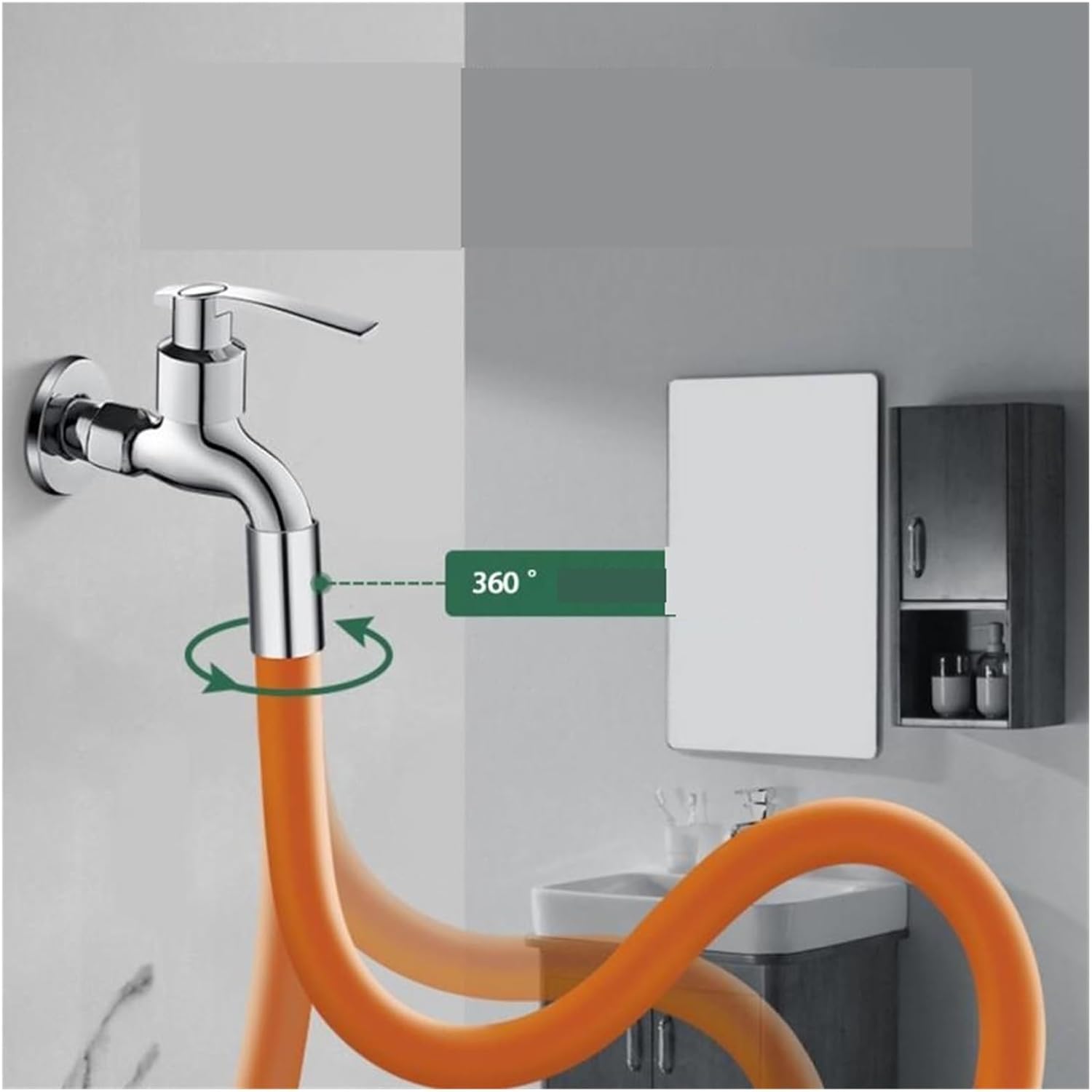 Faucet Extender Hose,Waterpipe,Faucet Extension Extender Bathroom 360° Rotation Adjust Bending Faucet Splash Proof Universal Extension Tube for Wash Basin(Orange 50 Cm)