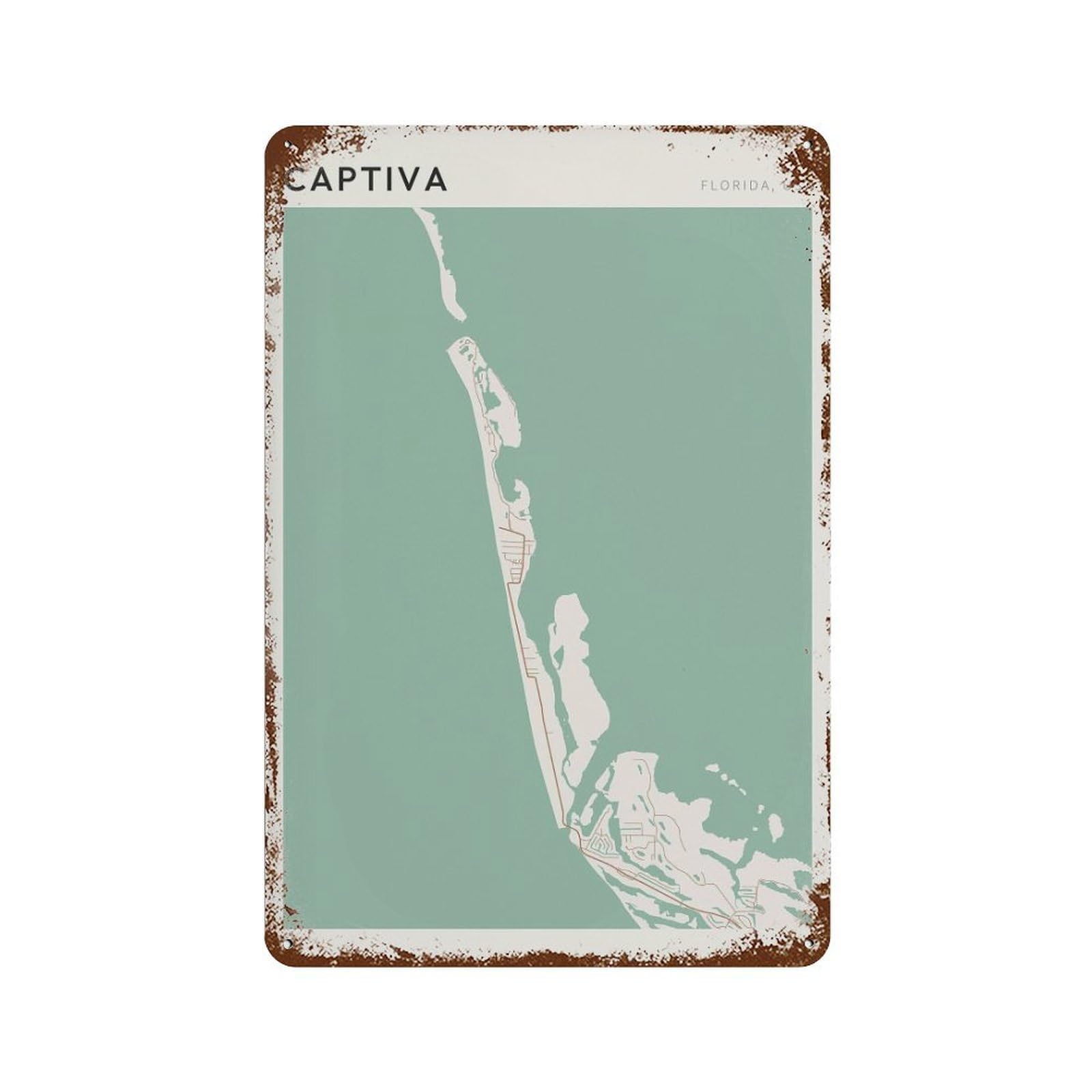 xiaoxiaoshen Captiva Map Florida Travel Gift Scandi (2) Wall Decor Art Metal Tin Poster Modern Home Decor Art Home Bar Shop Decorations Vintage Sign 30x20cm