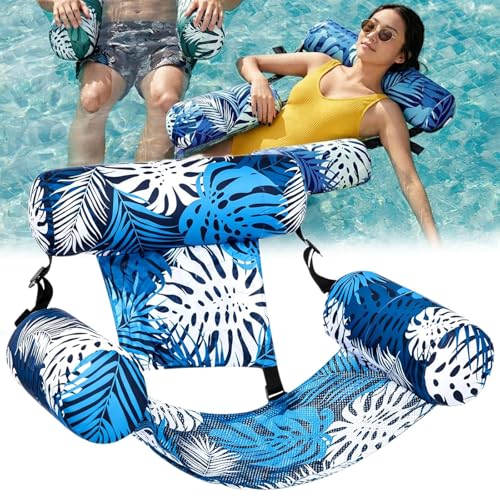 Inflatable Pool Chair Adult Pool Float, Foldable Floating Pools Hammock With Backrest And Armrests, Pools Lounge Chair For Pools Parties, Summer Water Fun F