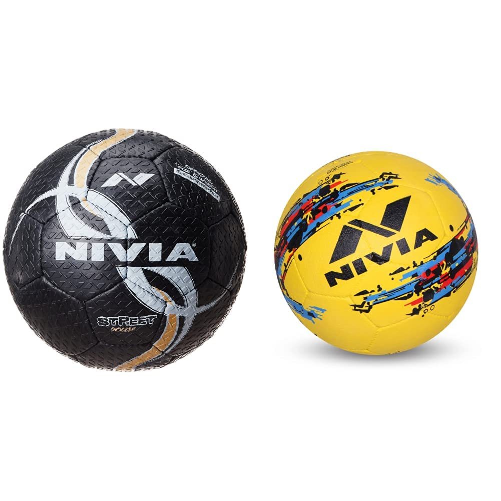 Nivia Street Rubber Football, Size 5 (Black) Storm Football, Size 5 (Yellow) Combo (B086162522) Amazon Price History, Amazon Price Tracker