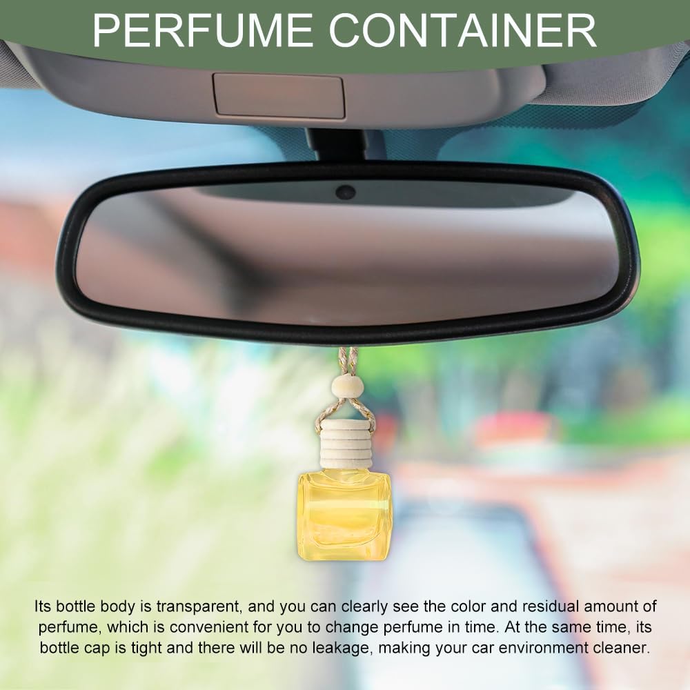 5PCS Hanging Car Air Freshener, Car Air Freshener Diffuser, 8ml Hanging Essential Oil Diffuser Bottle, Auto Interior Cute Glass Empty Perfume Bottle Ornament for Most Vehicles (Schoolbag) image 4