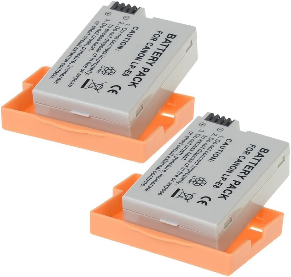 Sets of 2 Super High Power LP-E8 Li-ion Battery for anon EOS 700D, EOS 550D,EOS 650D, EOS 600D Digital SLR Camera, for BG-E8 Canon Battery Grip & LC-E8E Canon Battery Charger