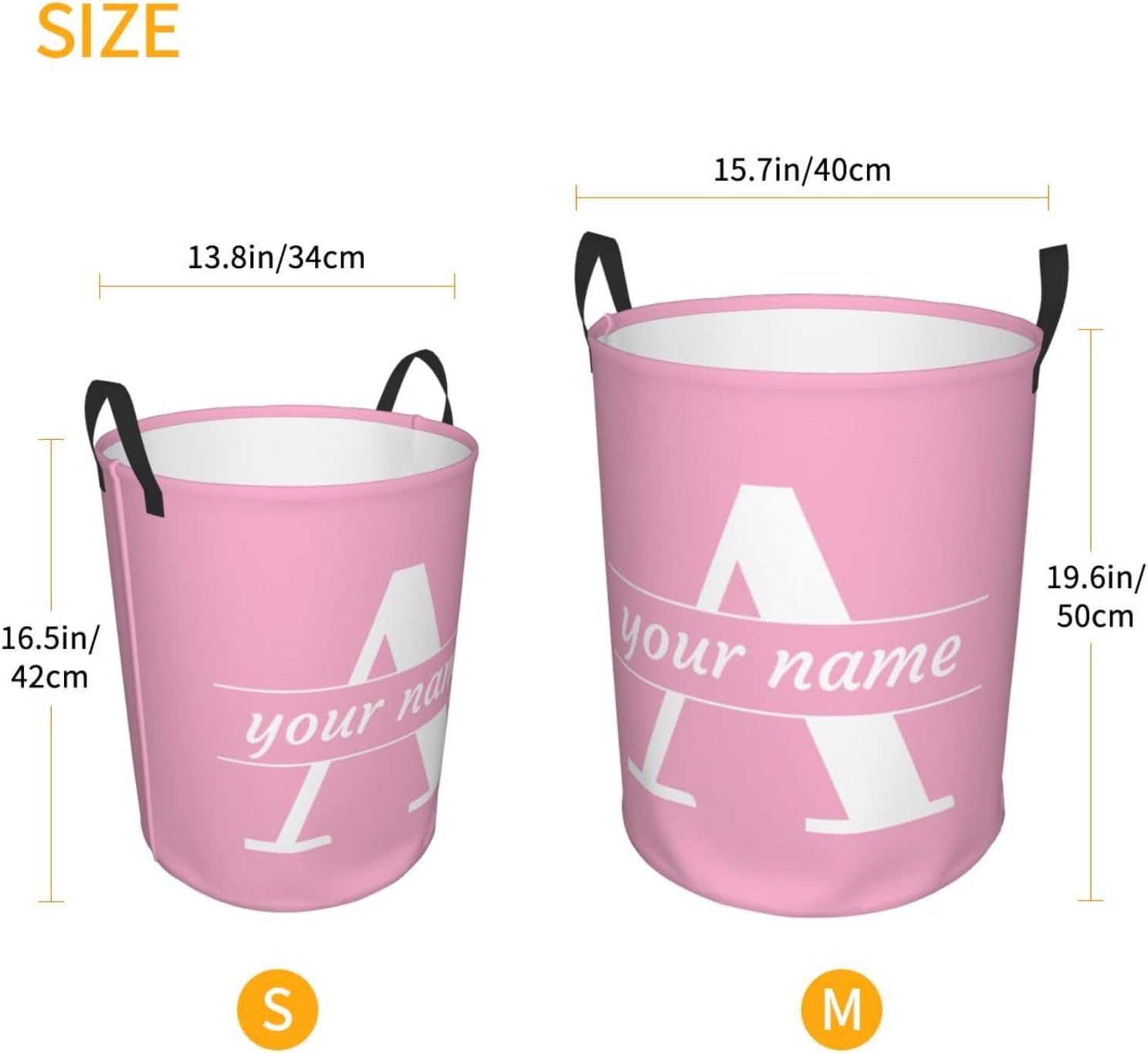 Custom Name Laundry Basket Personalized Laundry Hamper with Name Text Customized Collapsible Dirty Clothes Storage Basket with Handles for Bathroom Dorm Room Bedroom Barbershop Decor, 16.5x13.8 Inch - Image 3