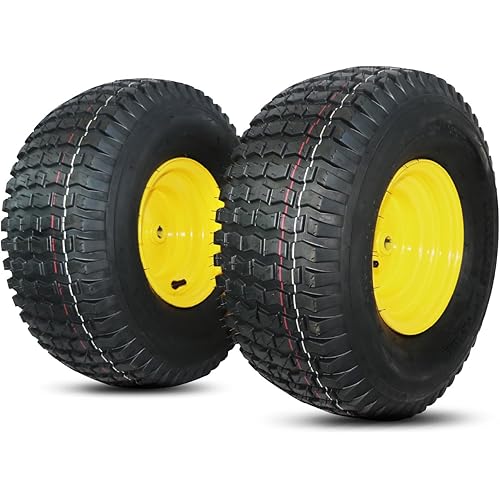 MAXROLLORS (2 Pack) 20x8.00-8 Lawn Mowe Tire and Wheel Tubeless, 3.5" Offset Hub, 3/4" Borehole, 3/16" Keyway, 4-Ply, Replacement 20x8-8 Rear Tire and Wheel Assemblies